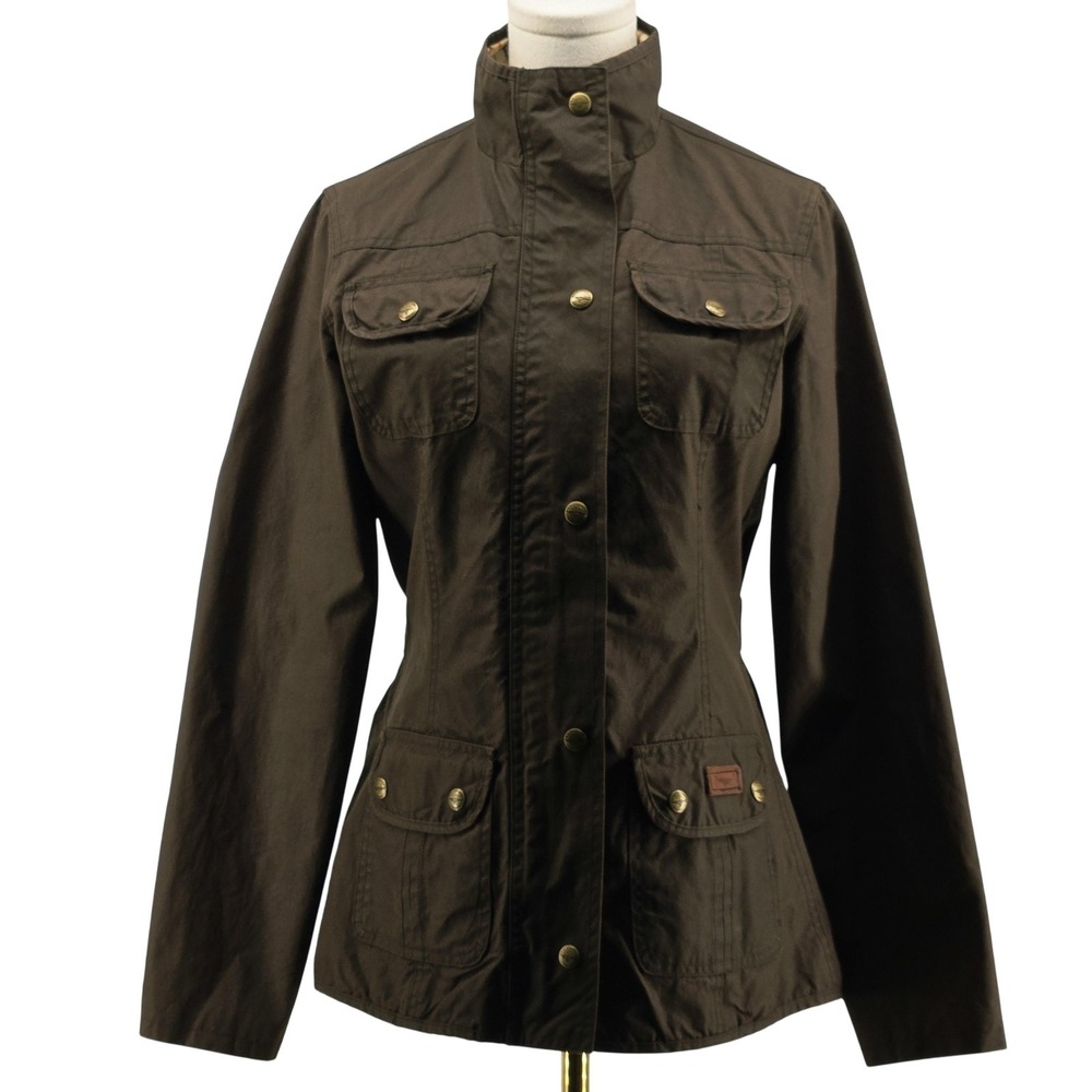 R.M. Williams Jacket Womens 8 Brown Cotton Twill Military Lined Pockets Zip
